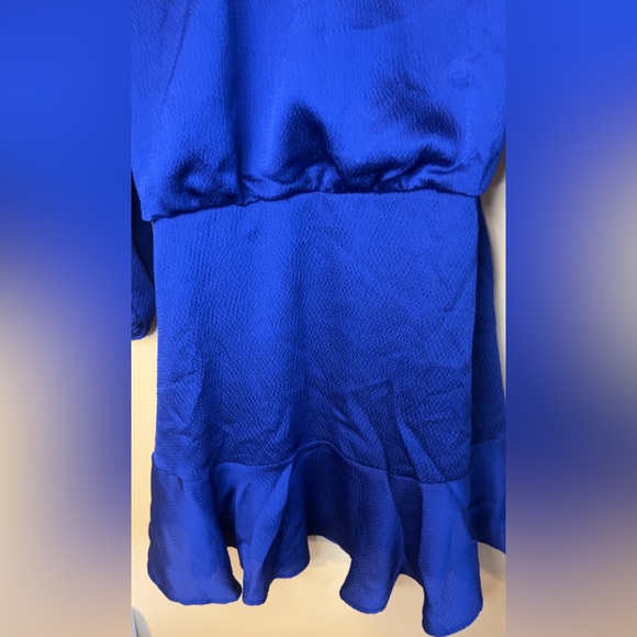 TEXTURED SATIN DRESS - ROYAL BLUE - Picture 12 of 12
